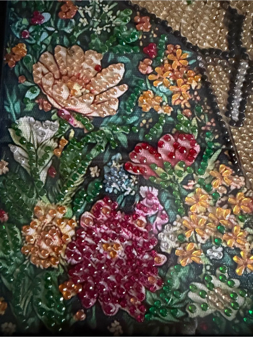 Sparkly Diamond Art Elephant Floral Wall Art